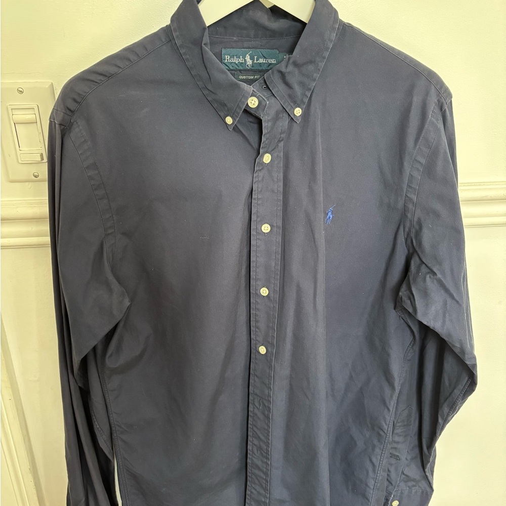 Ralph Lauren Navy Button Down L